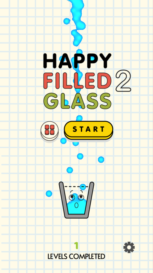 Happy Filled Glass 2 Game Welcome Screen Screenshot.