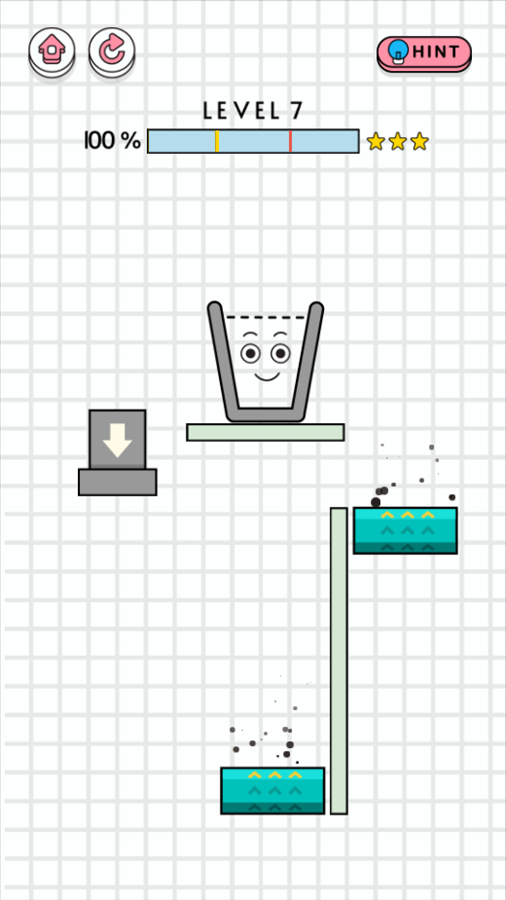 Happy Filled Glass 3 Game Level With Water Blowers Screenshot.