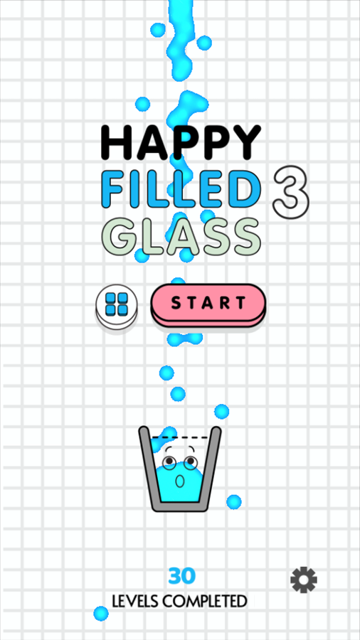 Happy Filled Glass 3 Game Welcome Screen Screenshot.