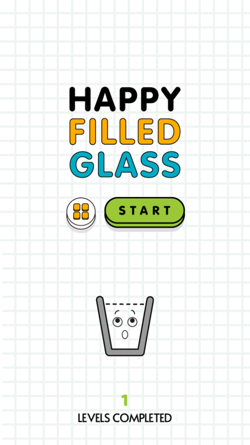 Happy Filled Glass Game Welcome Screen Screenshot.