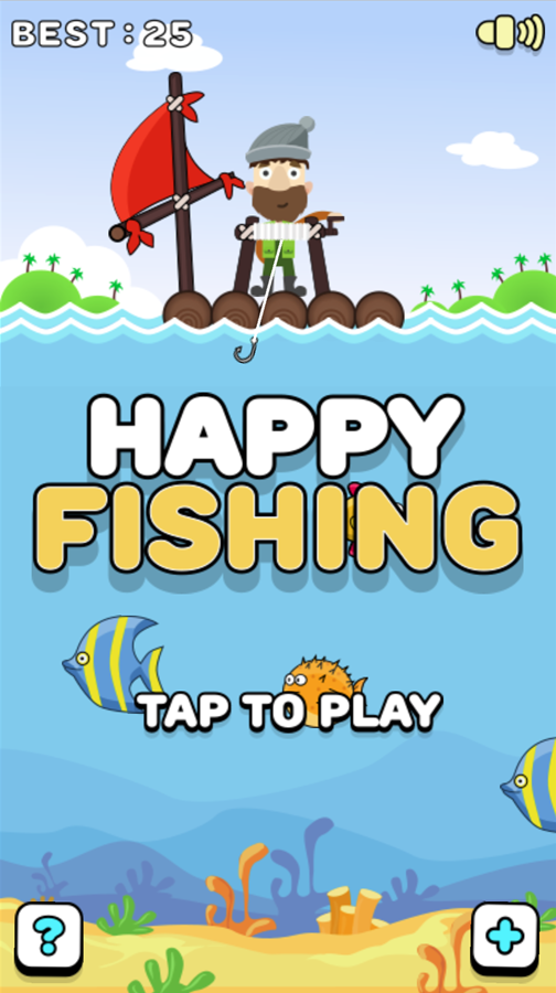 Happy Fishing Game Welcome Screen Screenshot.