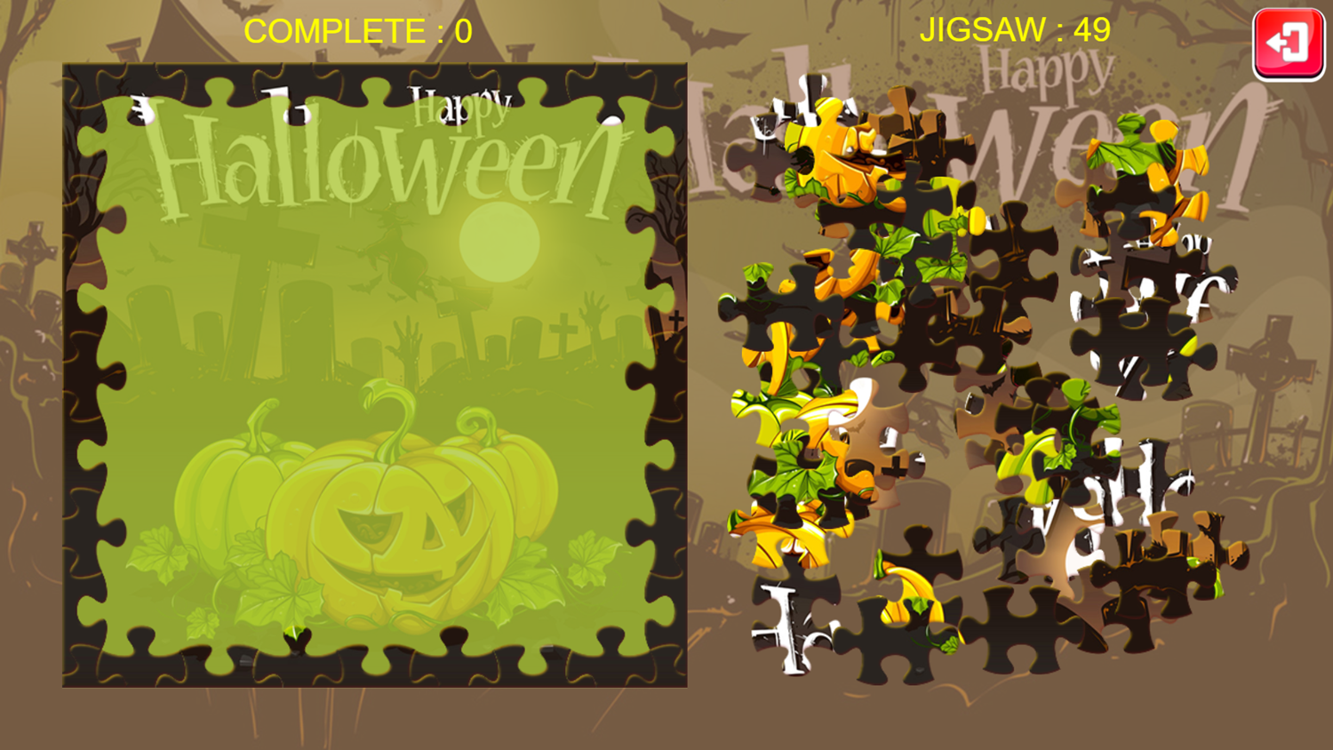 Happy Halloween Jigsaw Puzzle Game Start Screenshot.