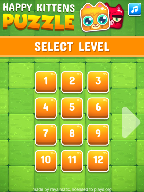 Happy Kittens Puzzle Game Level Select Screen Screenshot.