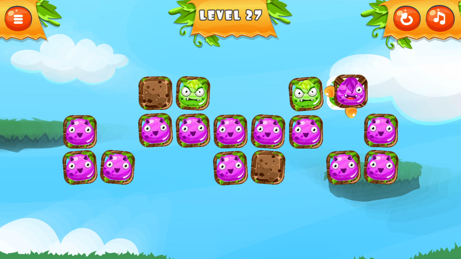 Happy Monsters Game Final Level Gameplay Screenshot.