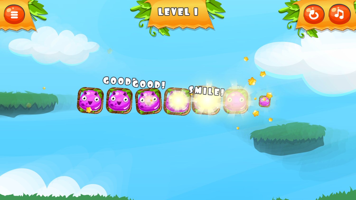 Happy Monsters Game Level Play Screenshot.