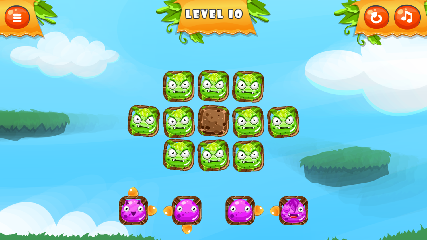 Happy Monsters Game Level Progress Screenshot.