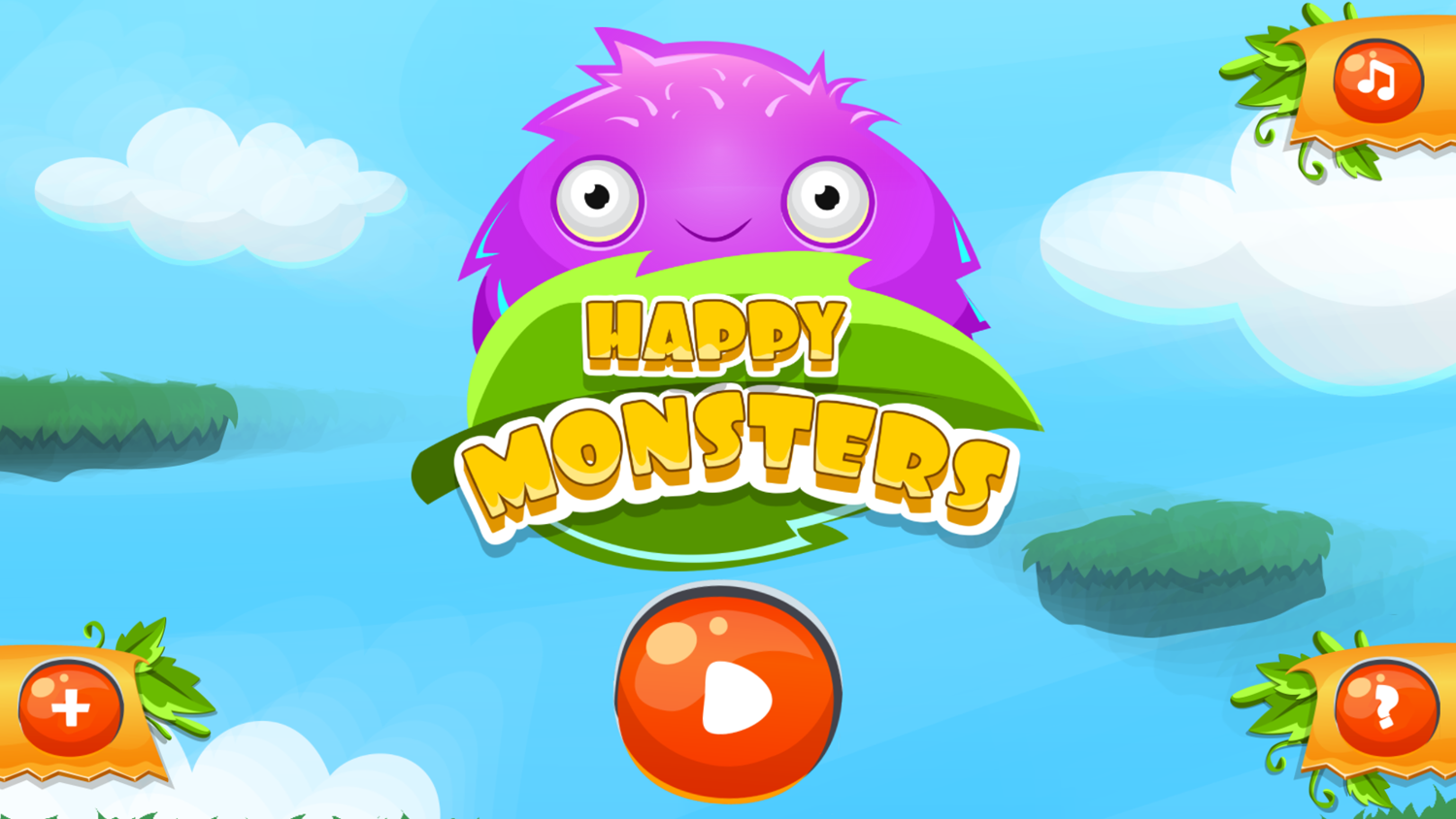 Happy Monsters Game Welcome Screen Screenshot.