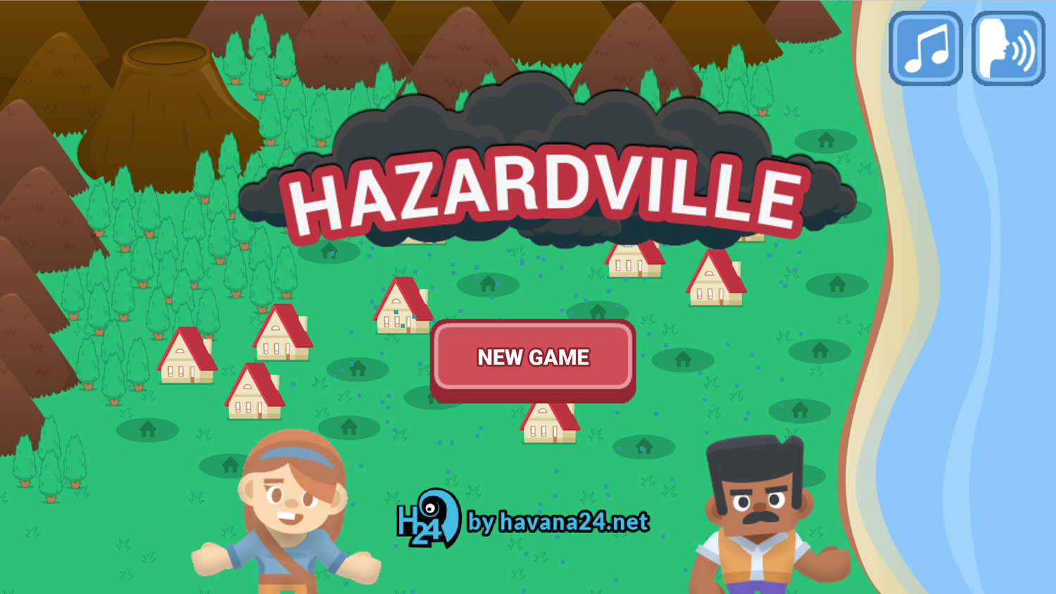 Hazardville Game Welcome Screen Screenshot.