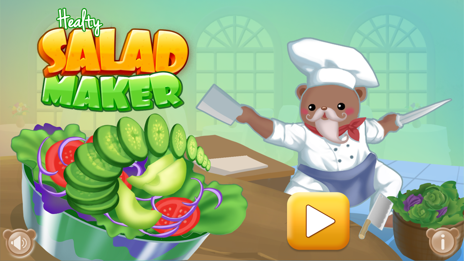 Healthy Salad Maker Game Welcome Screen Screenshot.