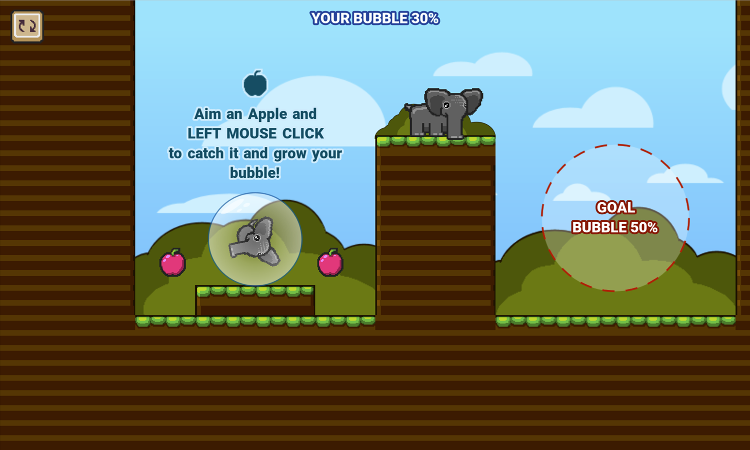 Heliumphant Game Collecting Apples Instructions Screen Screenshot.