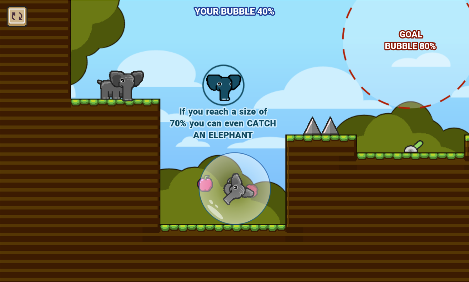 Heliumphant Game Collecting Elephants Instructions Screen Screenshot.