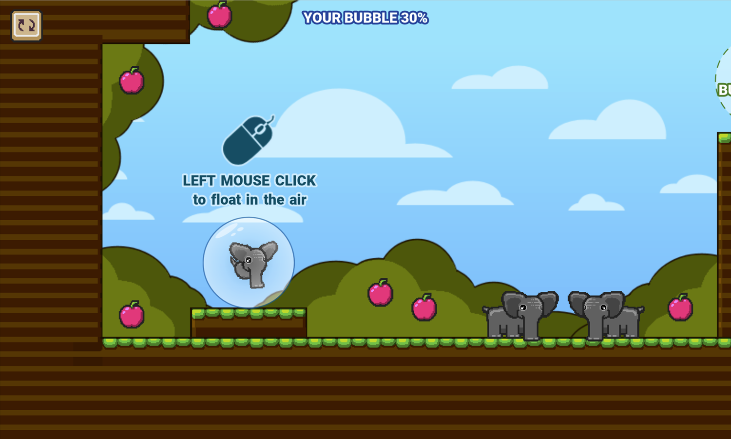 Heliumphant Game Floating Instructions Screen Screenshot.