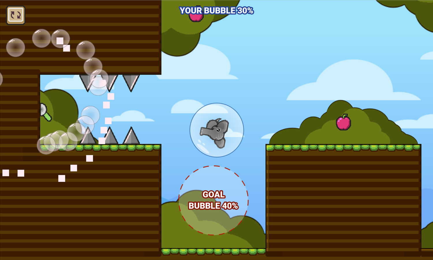 Heliumphant Game Shooting an Apple Screenshot.