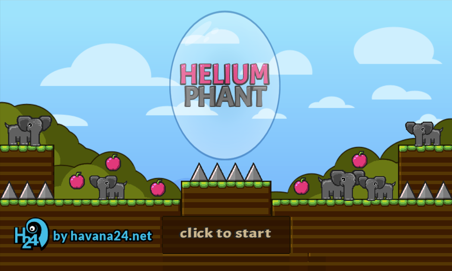 Heliumphant Game Welcome Screen Screenshot.