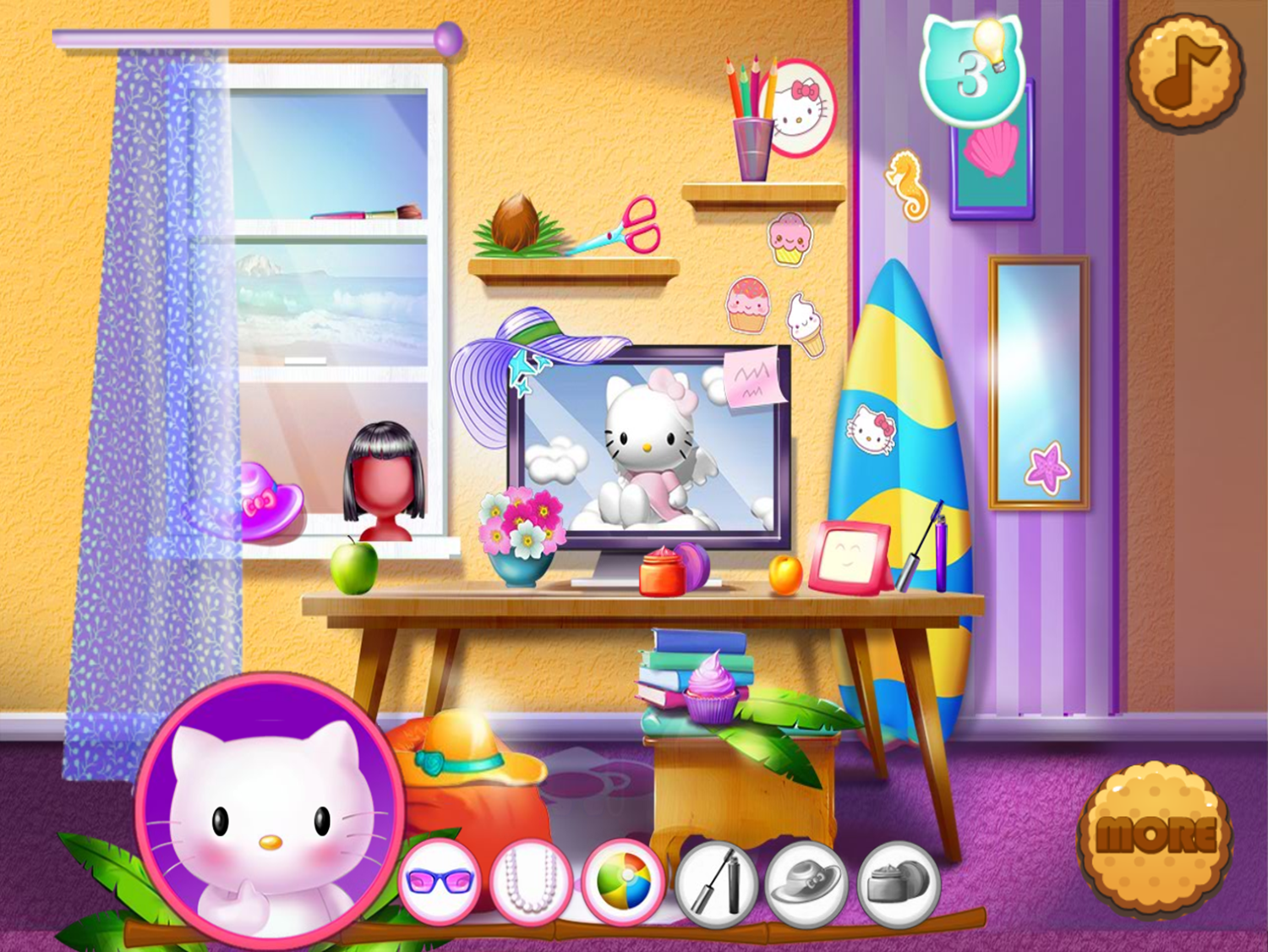 Hello Kitty Beach Fun Game Play Screenshot.