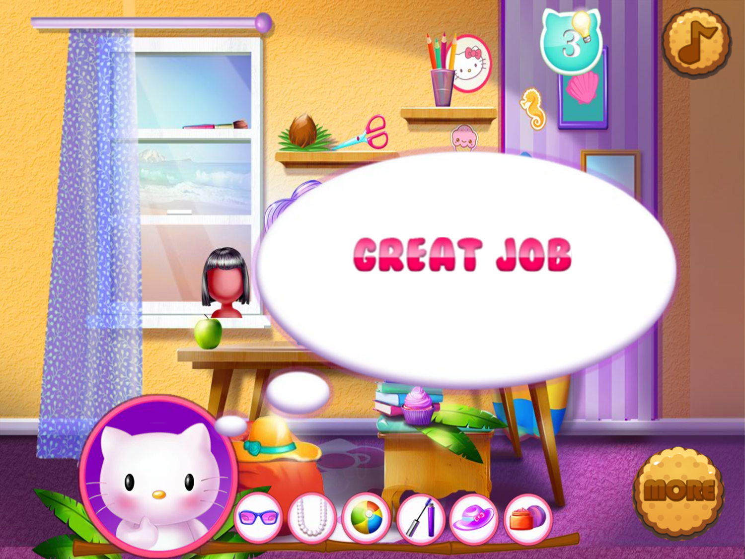 Hello Kitty Beach Fun Game Stage Complete Screenshot.