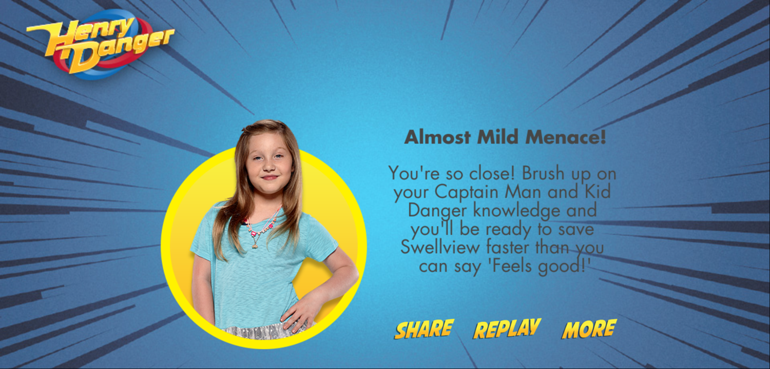 Henry Danger Are You Dangerously Smart Game Results Screen Screenshot.
