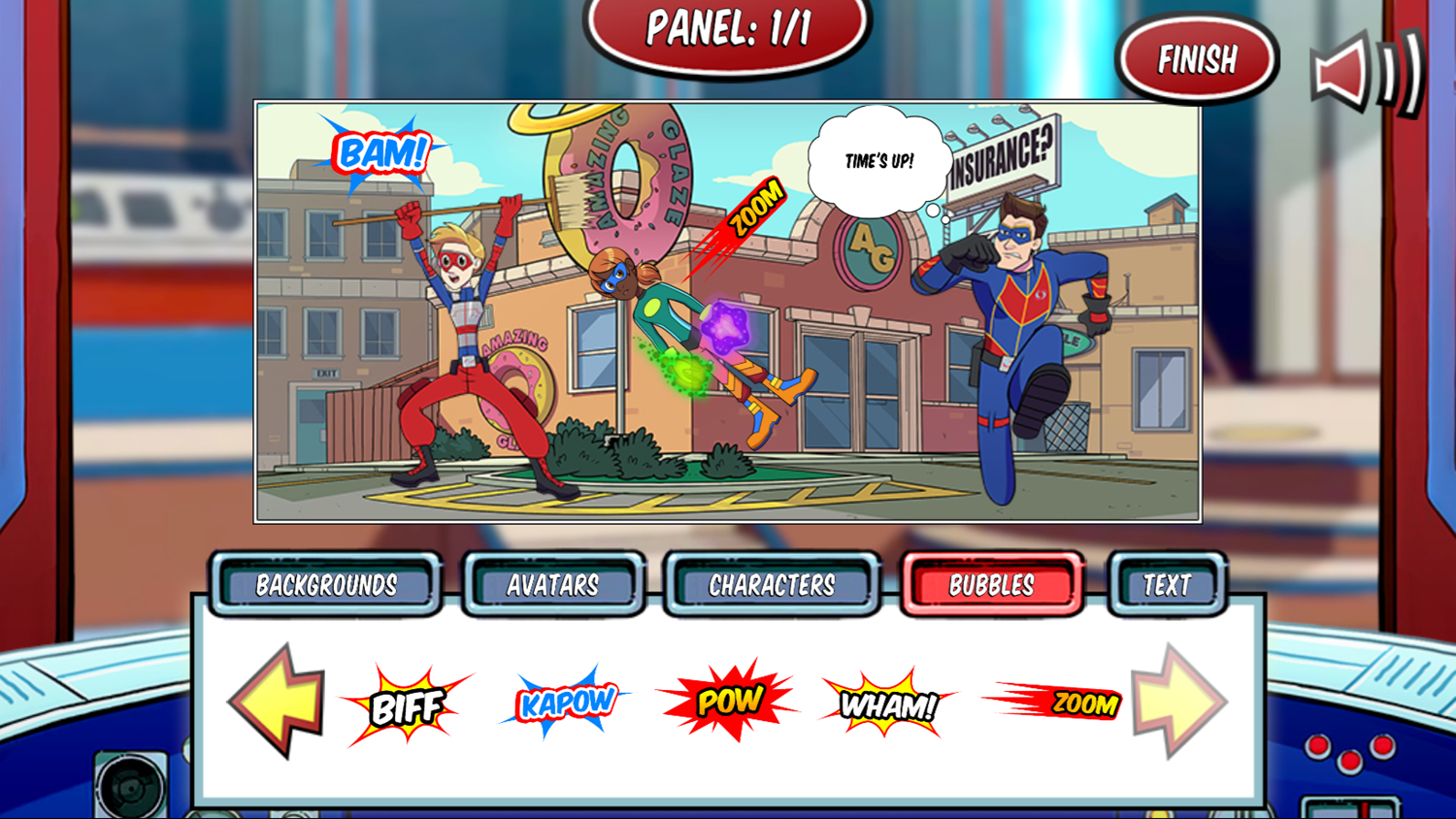 Henry Danger Cartoon Creator Game Thought Bubbles Screenshot.