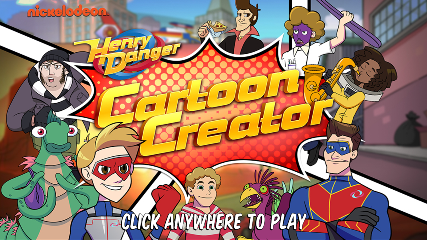 Henry Danger Cartoon Creator Game Welcome Screen Screenshot.