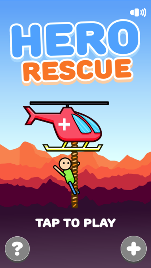 Hero Rescue Helicopter Game Welcome Screen Screenshot.