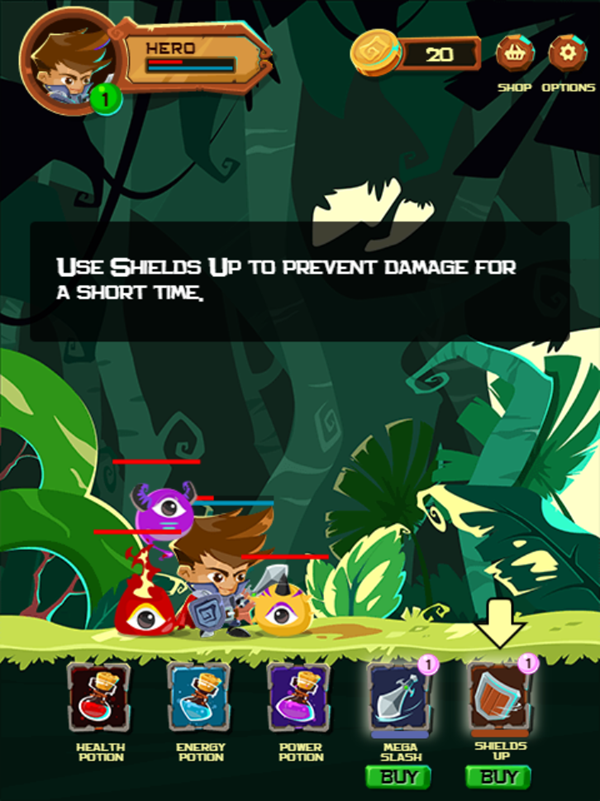 Hero's Journey Game How To Use Shield Screenshot.