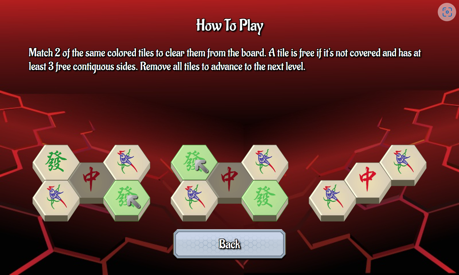 Hex Mahjong Game How To Play Screenshot.