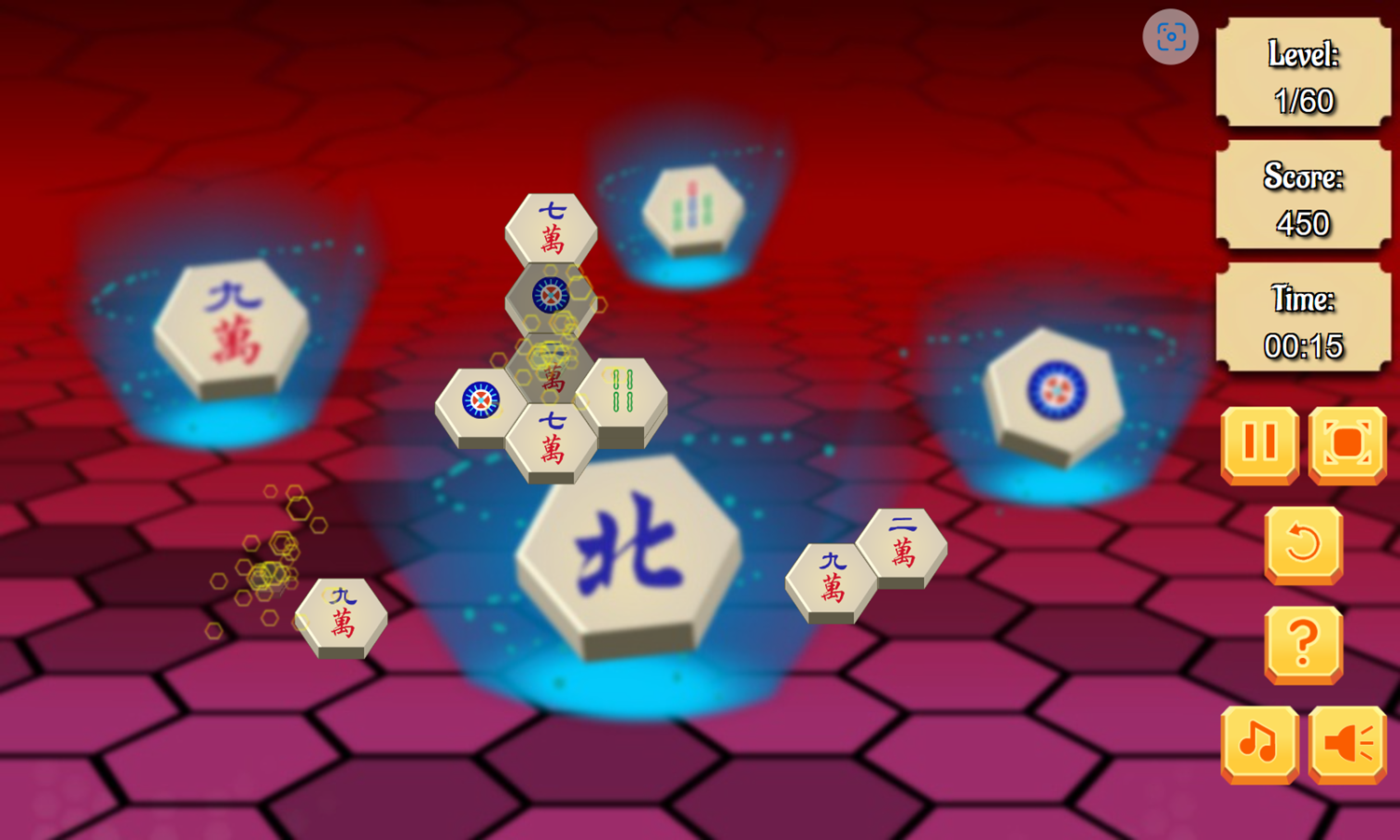 Hex Mahjong Game Level Play Screenshot.