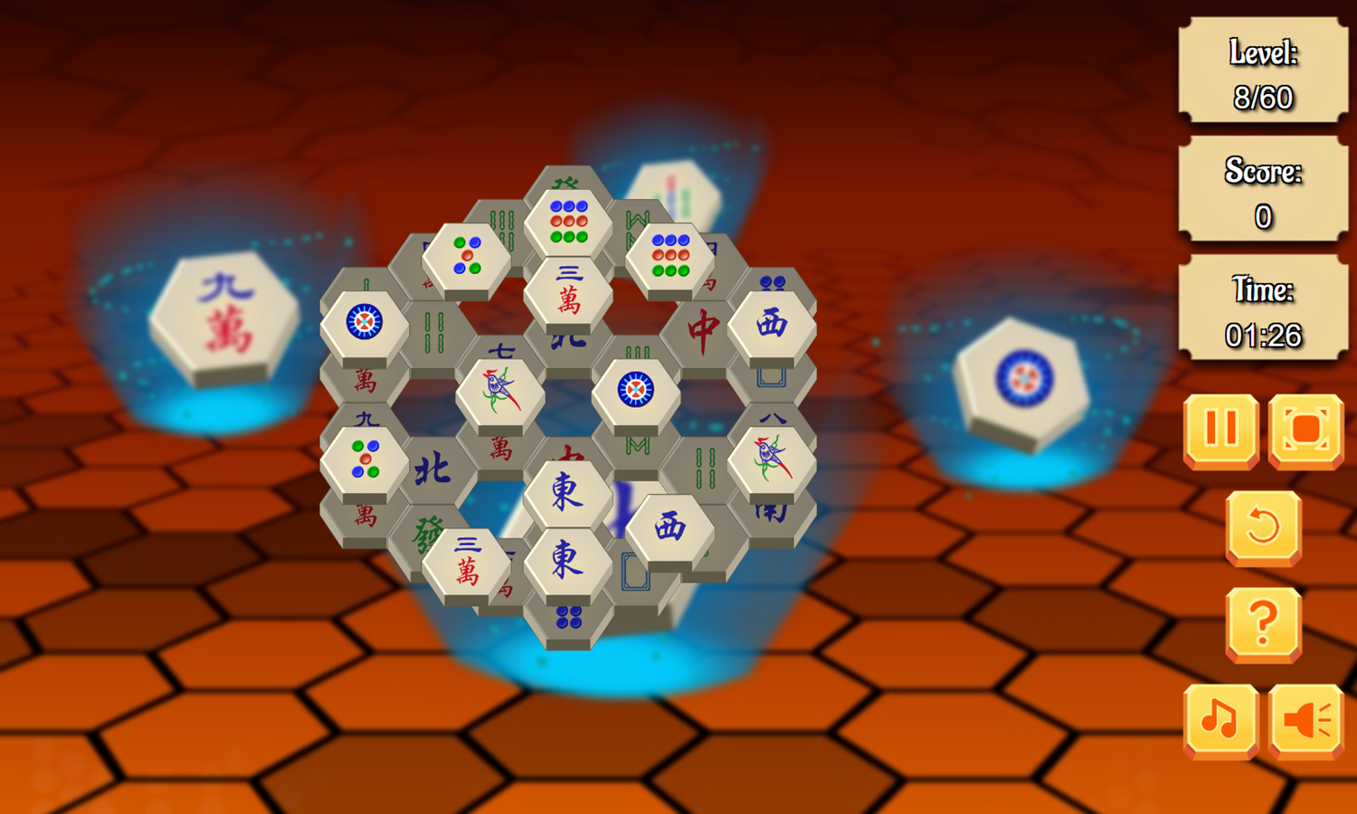 Hex Mahjong Game Level Progress Screenshot.