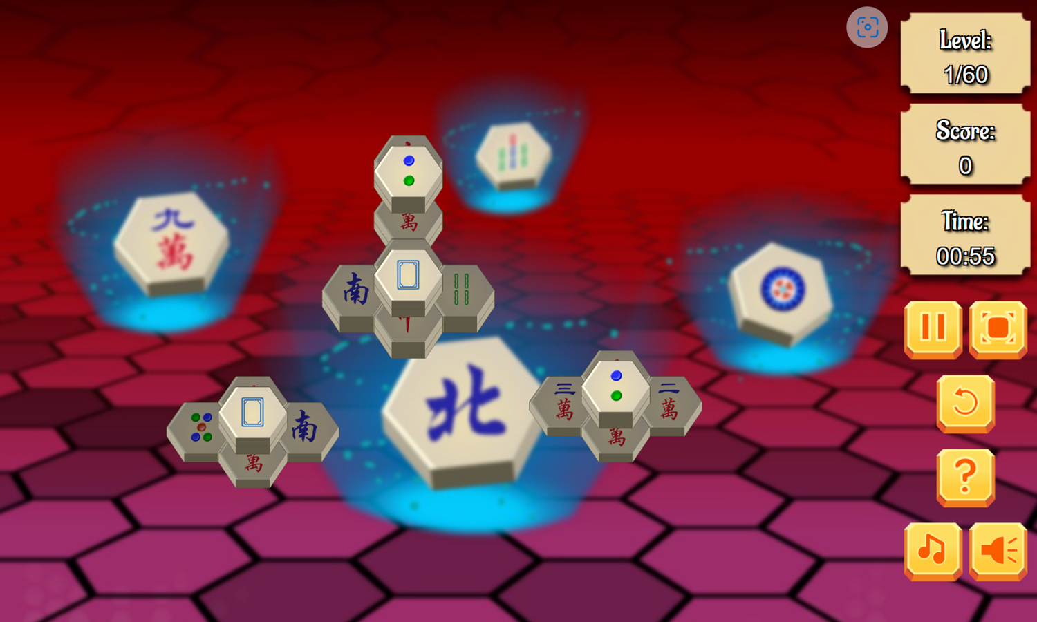 Hex Mahjong Game Level Start Screenshot.