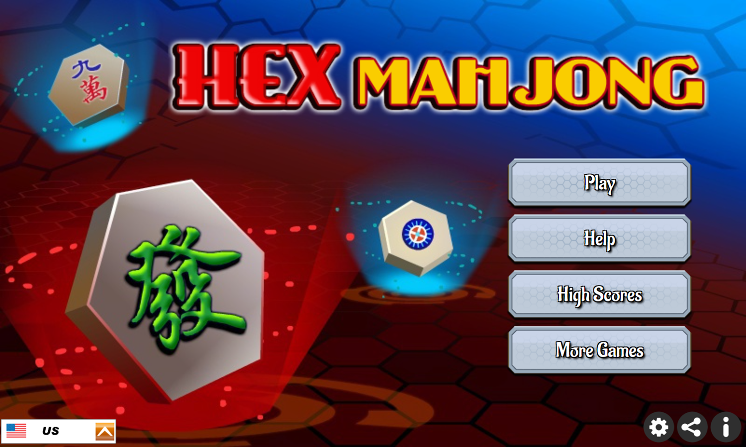 Hex Mahjong Game Welcome Screen Screenshot.