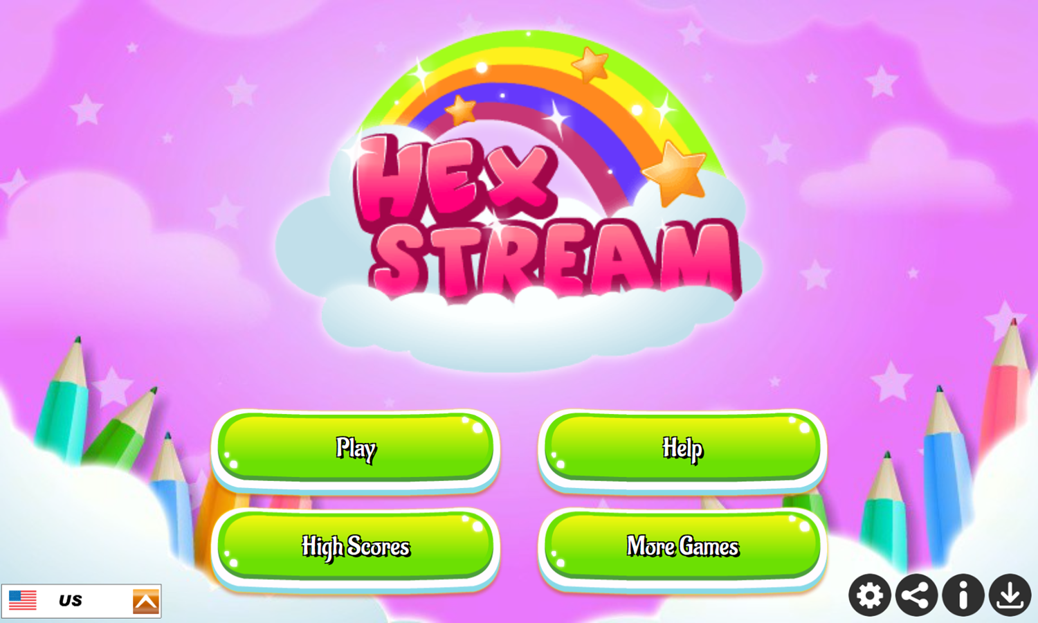 Hex Stream Game Welcome Screen Screenshot.