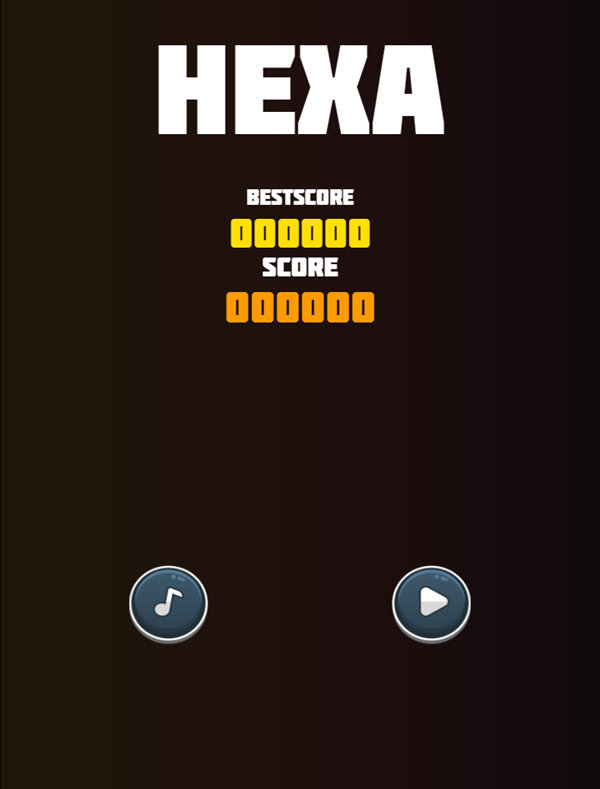 Hexa Fall Game Welcome Screen Screenshot.