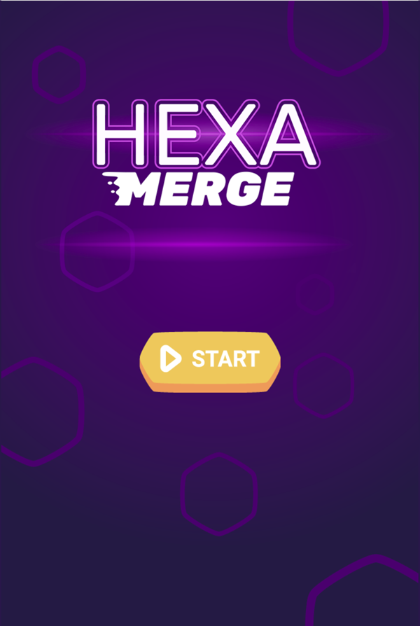 Hexa Merge Game Welcome Screen Screenshot.