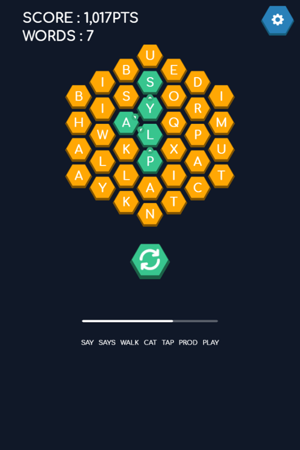 Hexa Word Letter Connect Game Screenshot.