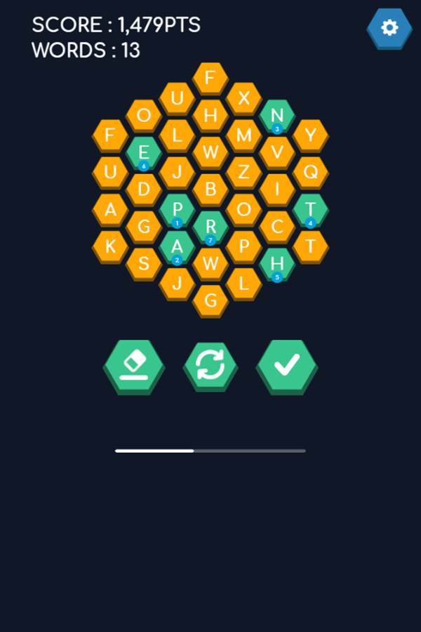 Hexa Word Letter Tap Game Gameplay Screenshot.