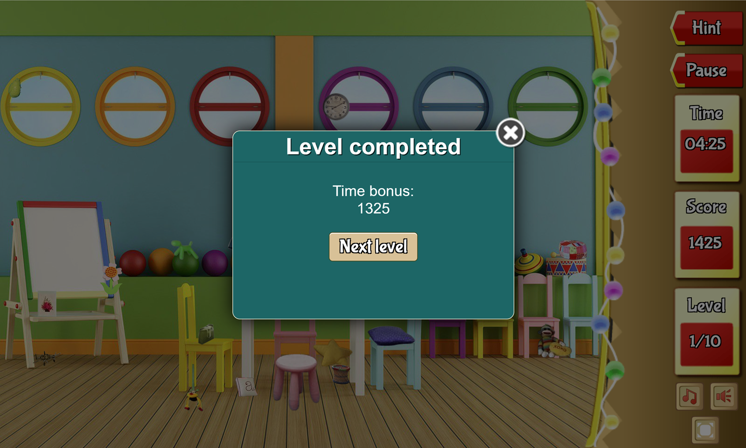 Hidden Classroom Game Level Completed Screen Screenshot.