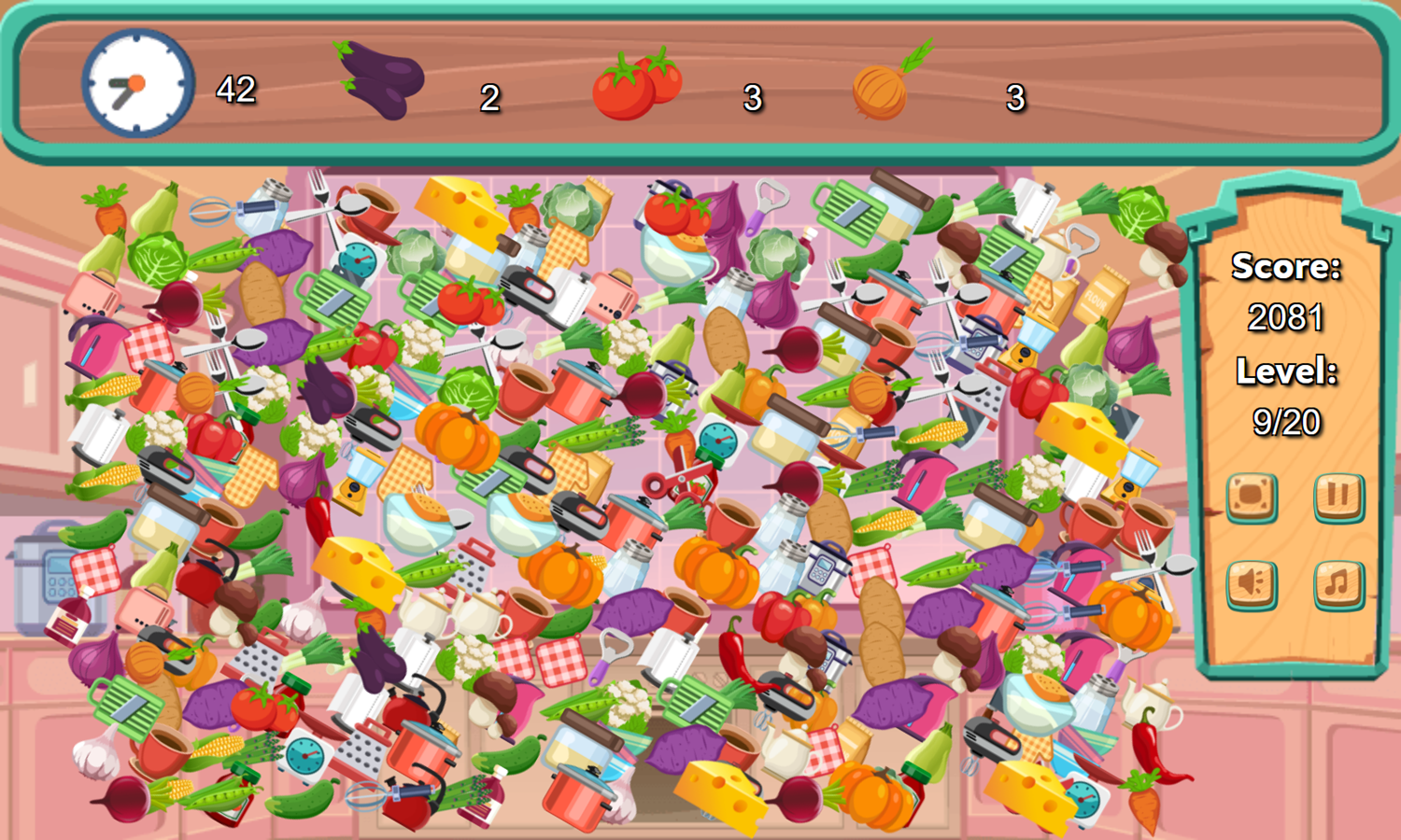 Hidden Food Game Progress Screenshot.