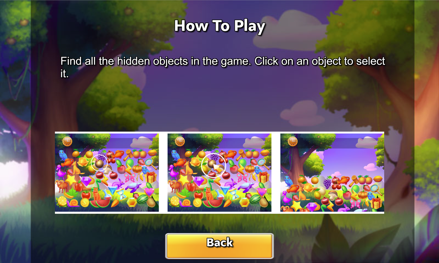 Hidden Forest Game How to Play Screen Screenshot.