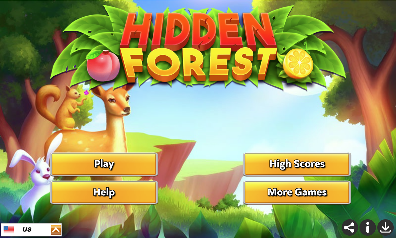 Hidden Forest Game Welcome Screen Screenshot.