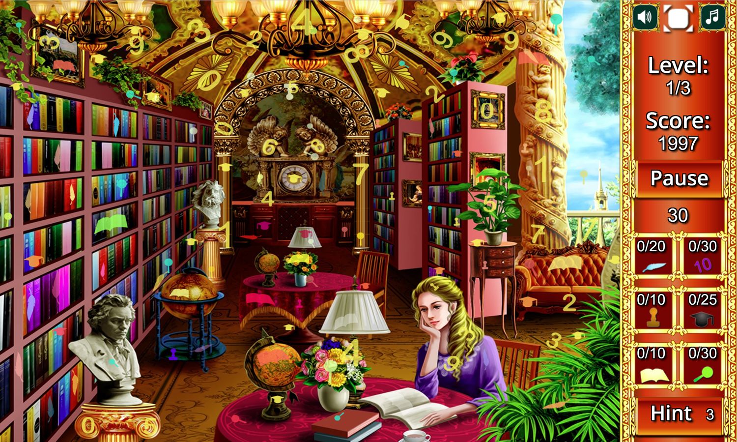 Hidden Library Game First Level Screenshot.