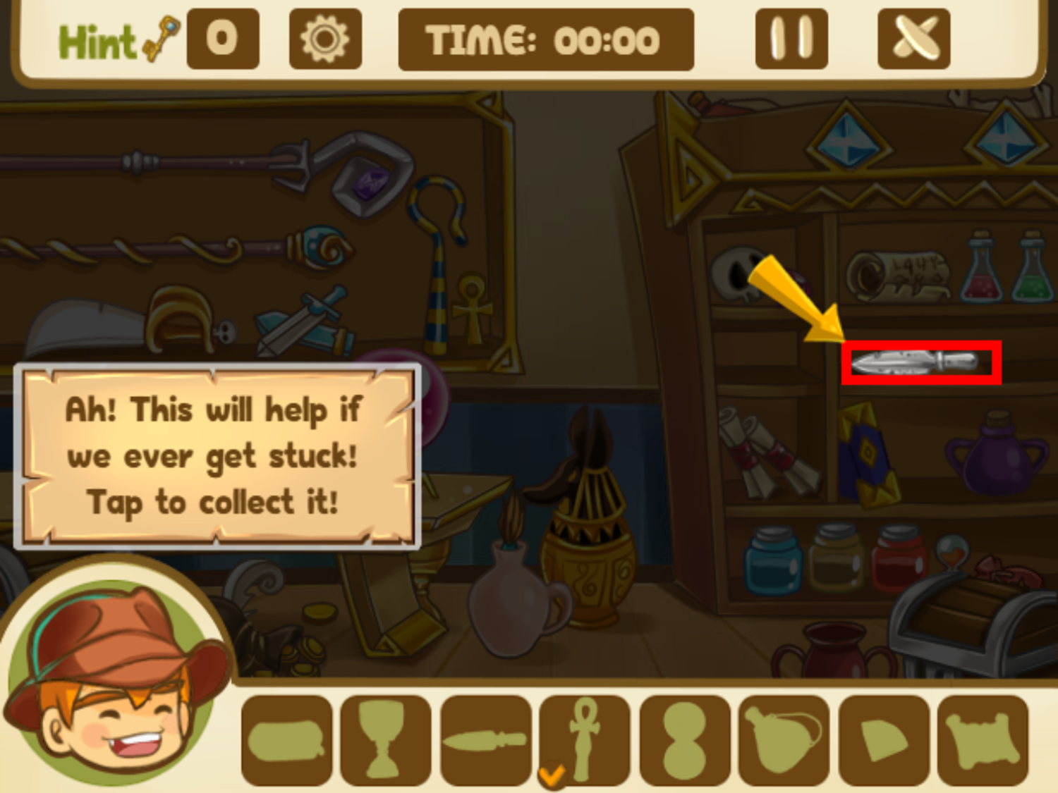 Hidden Objects Mysterious Artifacts Game Play Tips Screenshot.