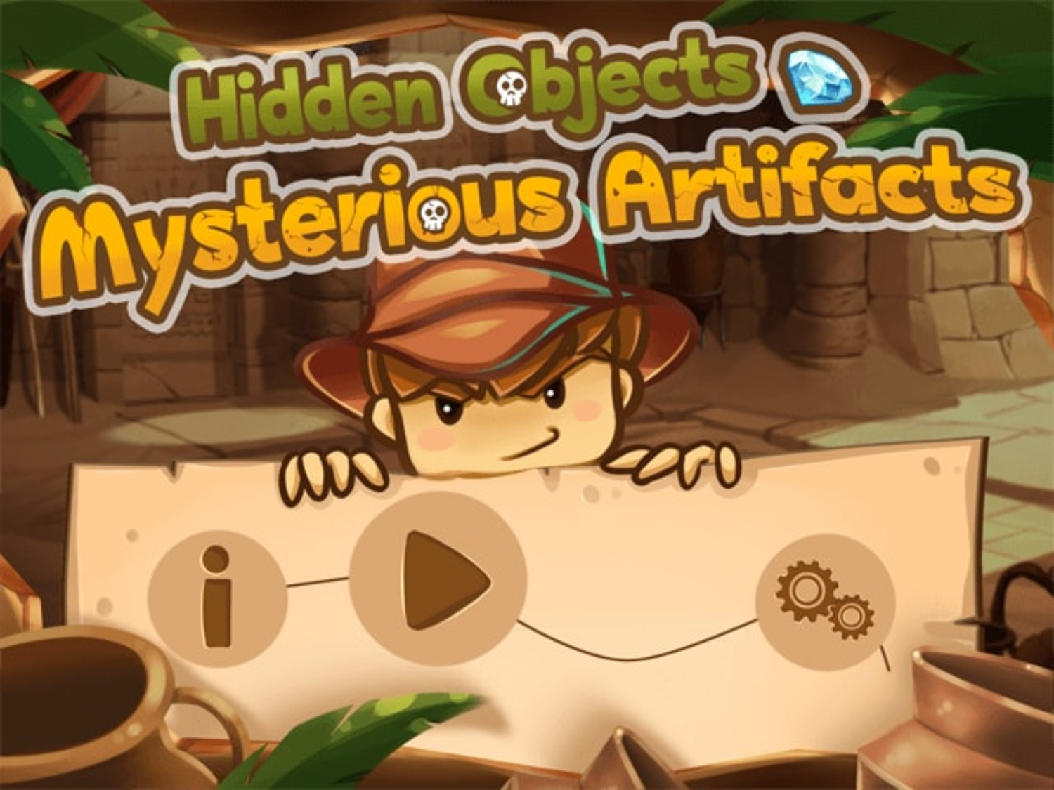 Hidden Objects Mysterious Artifacts Game Welcome Screen Screenshot.
