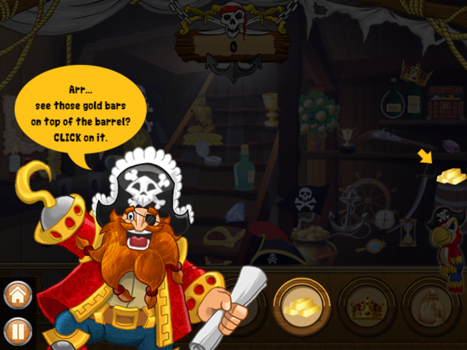 Hidden Objects Pirate Adventures Game Instructions Screenshot.