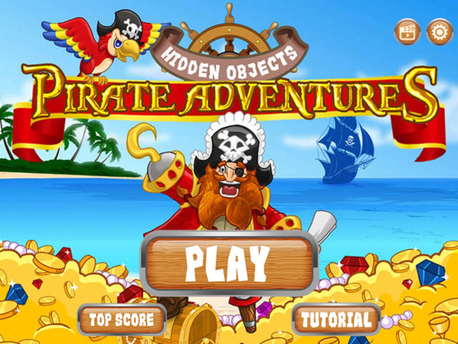 Hidden Objects Pirate Adventures Game Welcome Screen Screenshot.