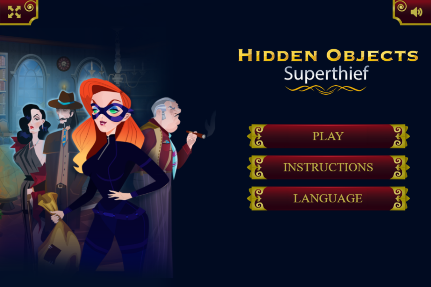 Hidden Objects Superthief Game Welcome Screen Screenshot.