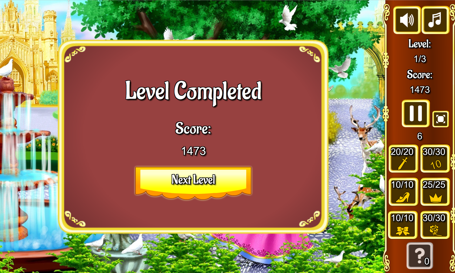 Hidden Princess Game First Level Beat Screenshot.