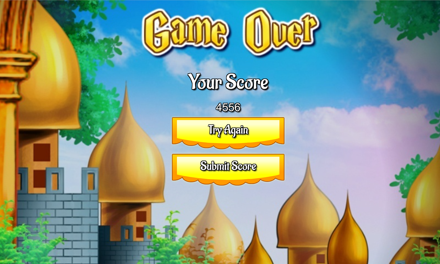 Hidden Princess Game Over Screen Screenshot.