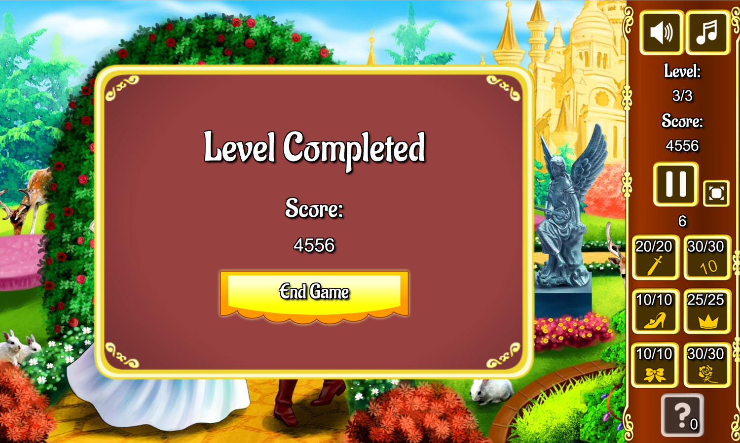 Hidden Princess Game Third Level Complete Screenshot.