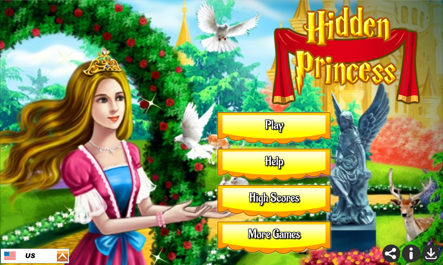 Hidden Princess Game Welcome Screen Screenshot.