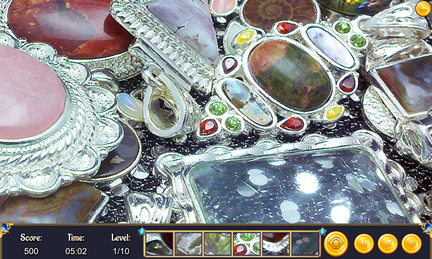 Hidden Spots Jewelry Game Level Play Screenshot.